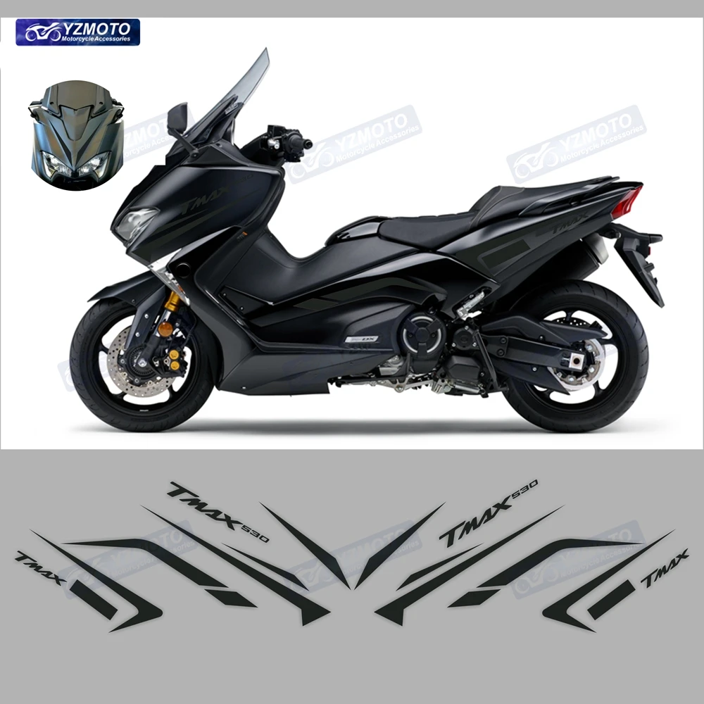 สําหรับ Yamaha TMAX530 2017 2018 2019 TMAX อุปกรณ์เสริมรถจักรยานยนต์ Full Car Racing Fairing สติกเกอร์กันน้ําสติ๊กเกอร์รูปลอกชุด