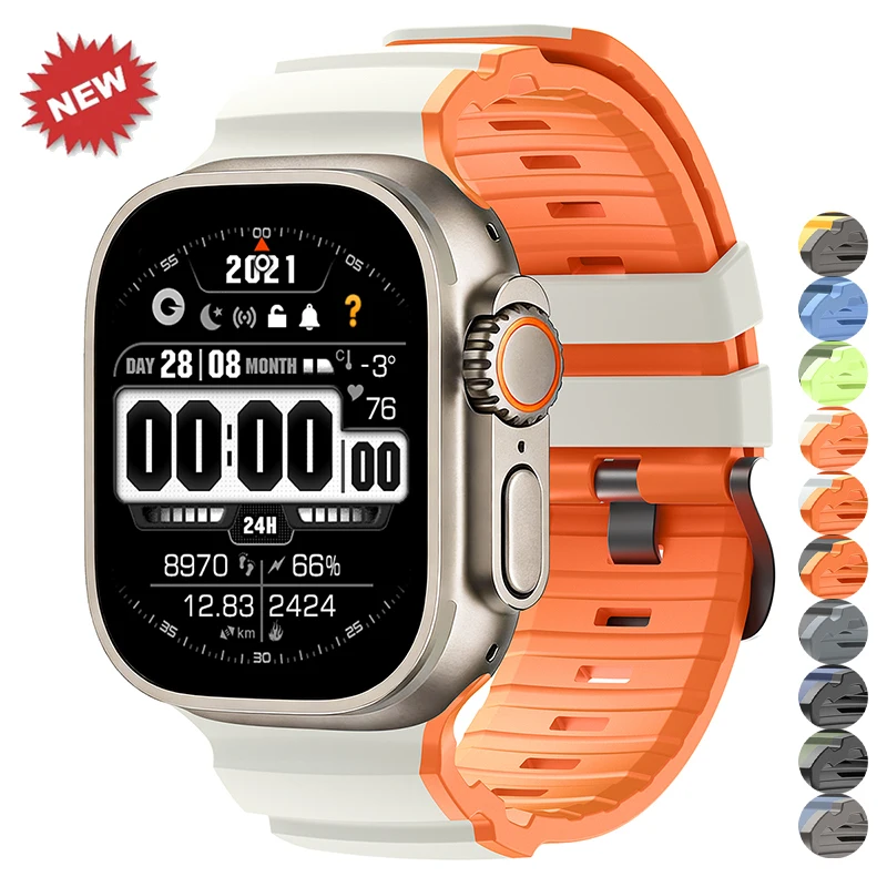 Sportarmbänder für Apple Watch Ultra 3 49mm, Silikonarmband für Apple Watch Serie 11 10 SE 9 8 46mm 45mm 44mm 42mm Armband