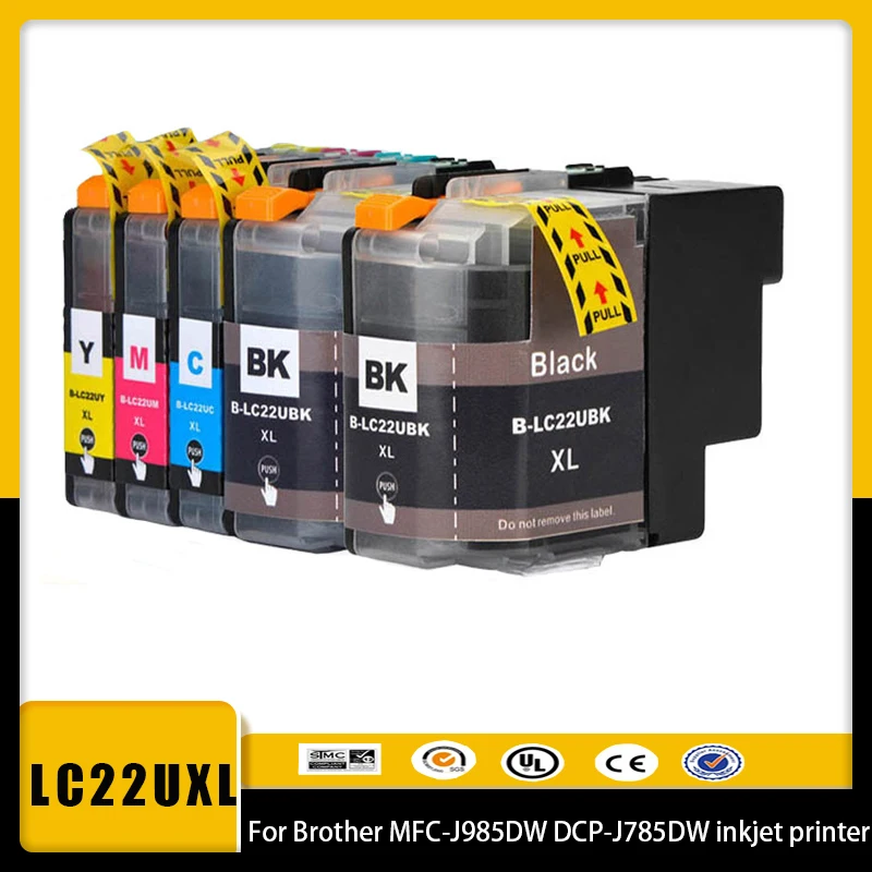 Vliaxh  LC22UXL 22UXL LC22U Full Ink Cartridge BK/C/M/Y Compatible For Brother DCP-J785DW MFC-J985DW Printer 4/5PCS