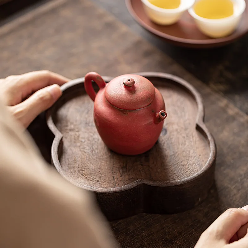 Chinese Pink Carmine Ceramic Teapot Hand-made Rough Clay Teapot Single High-end Kung Fu Tea Set Single Pot