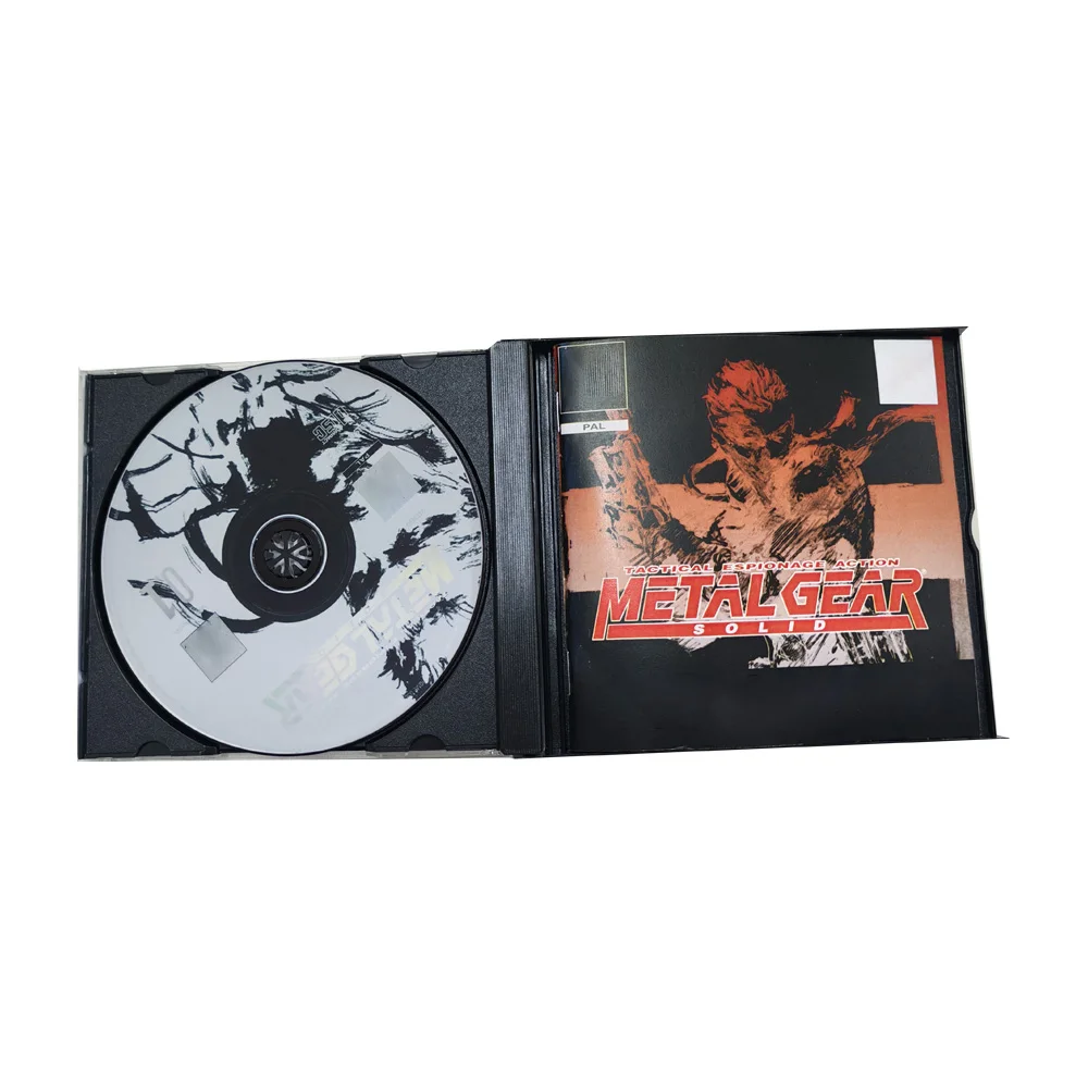 PS1 metalgear solid PAL With Manual Copy Disc Game Black Bottom Unlock Console Station 1 Retro Optical Driver Video Game Part
