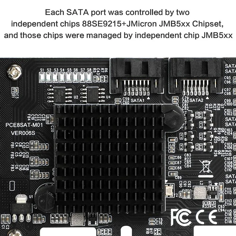 Carte SATA 3 PCI Express 6 000, 8 ports, contrôleur PCI-E SATA 1X vers SATA 3.0, adaptateur 6 Go pour disque dur SSD
