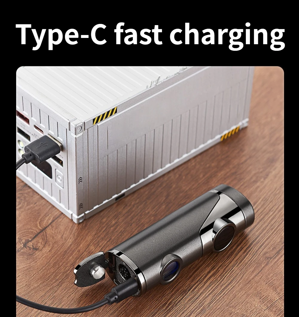 Windproof 3-fire Direct-impact Rechargeable Lighter High-power Inflatable Sensor-type Lighter Cigarette Accessories
