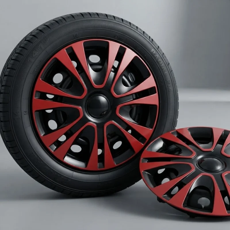 14 Inch Car Wheel Covers Set of 4 Universal Hubcaps for Steel Rims Silver/Red/Black Hub Cap Replacement Exterior Accessories