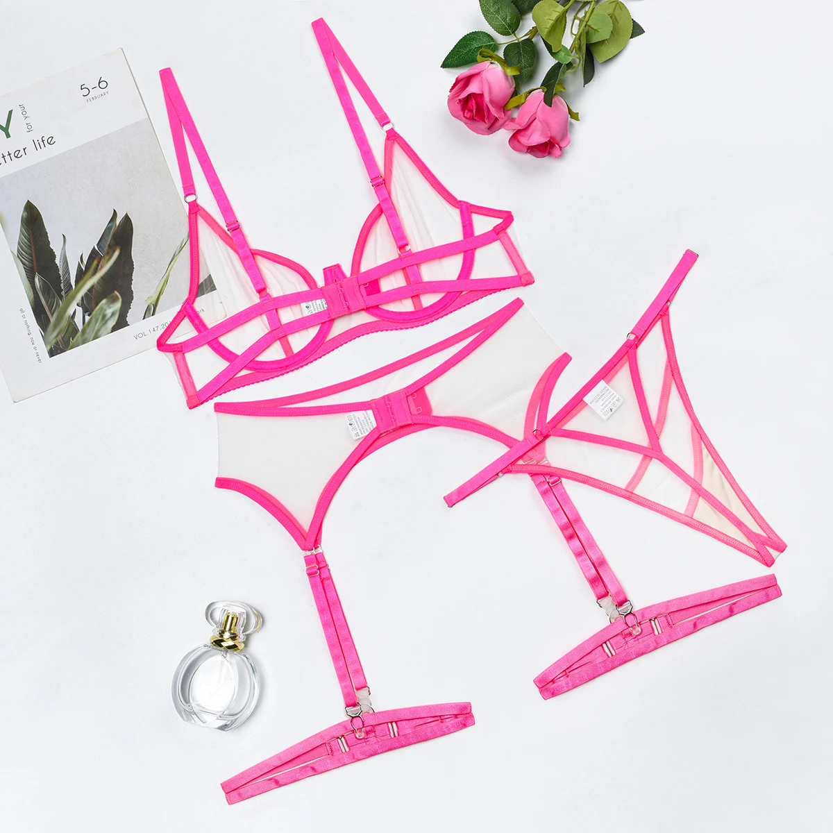 MUZISKAT 2024 Fashion Comfortable See-Through Mesh Splicing Steel Ring Gathered Sexy Lingerie Four And Five Sets Onlyfans