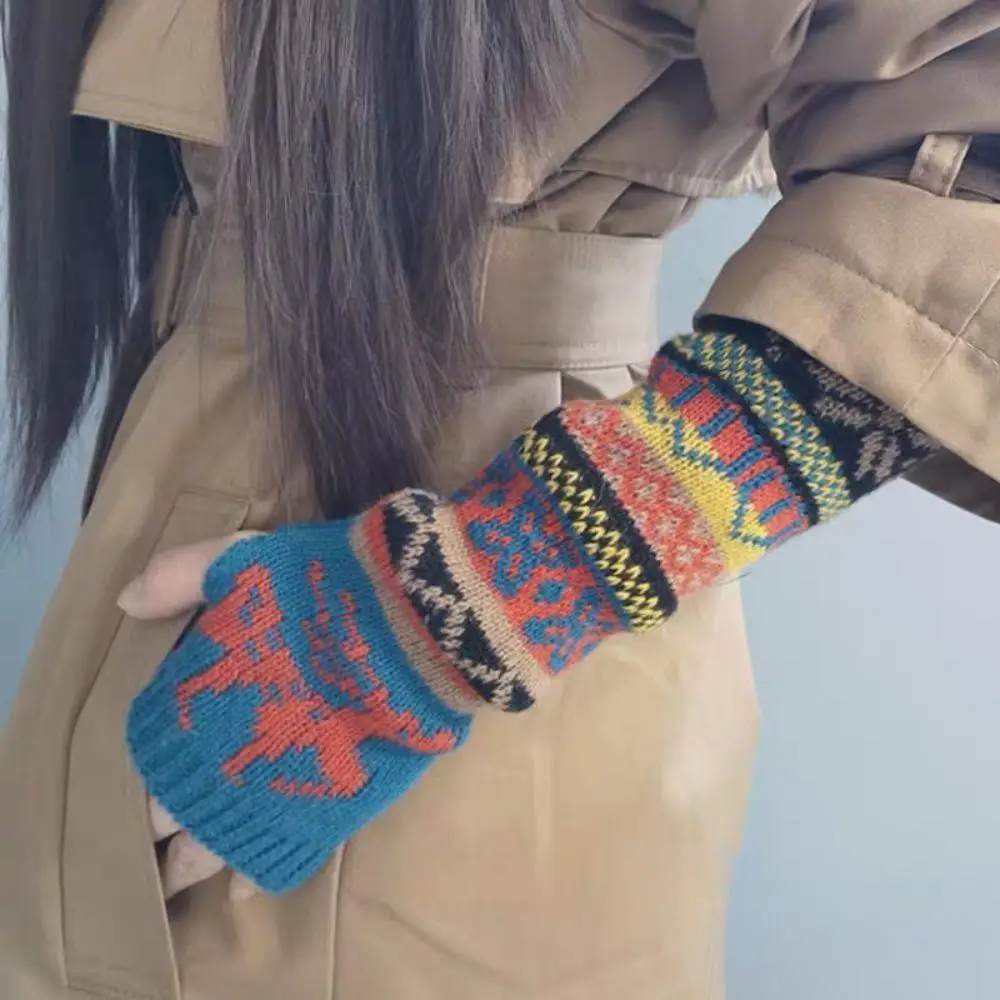

Зимние женские вязаные рукава, японские гетры Harajuku Kawaii, длинные перчатки без пальцев, грелки на запястья, зимние аксессуары