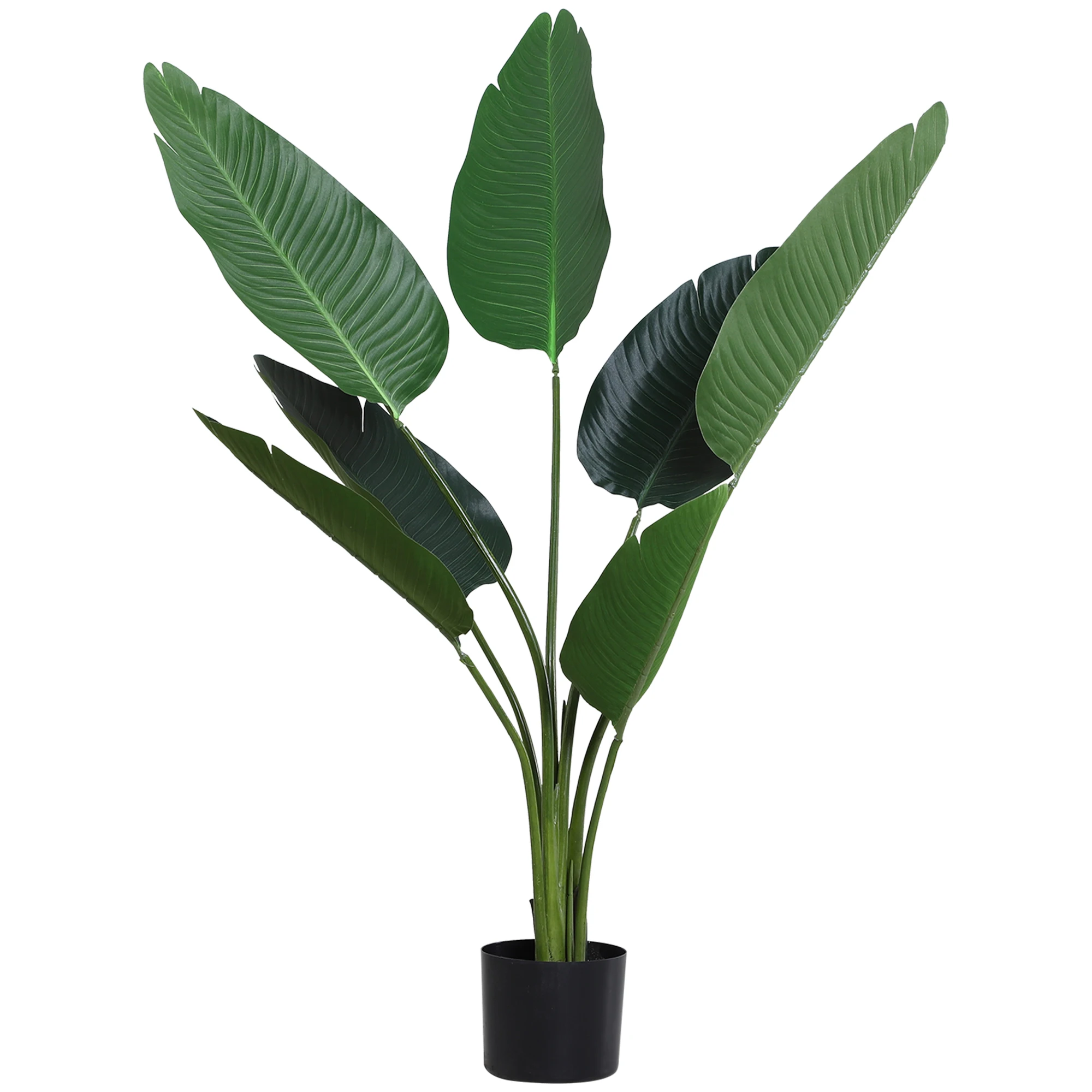 Outsunny Tree Realistische Kunstmatige Palmdecoratie Plant Met Pot 7 Bladeren Ф 15X120Cm Voor Buiten En Binnen