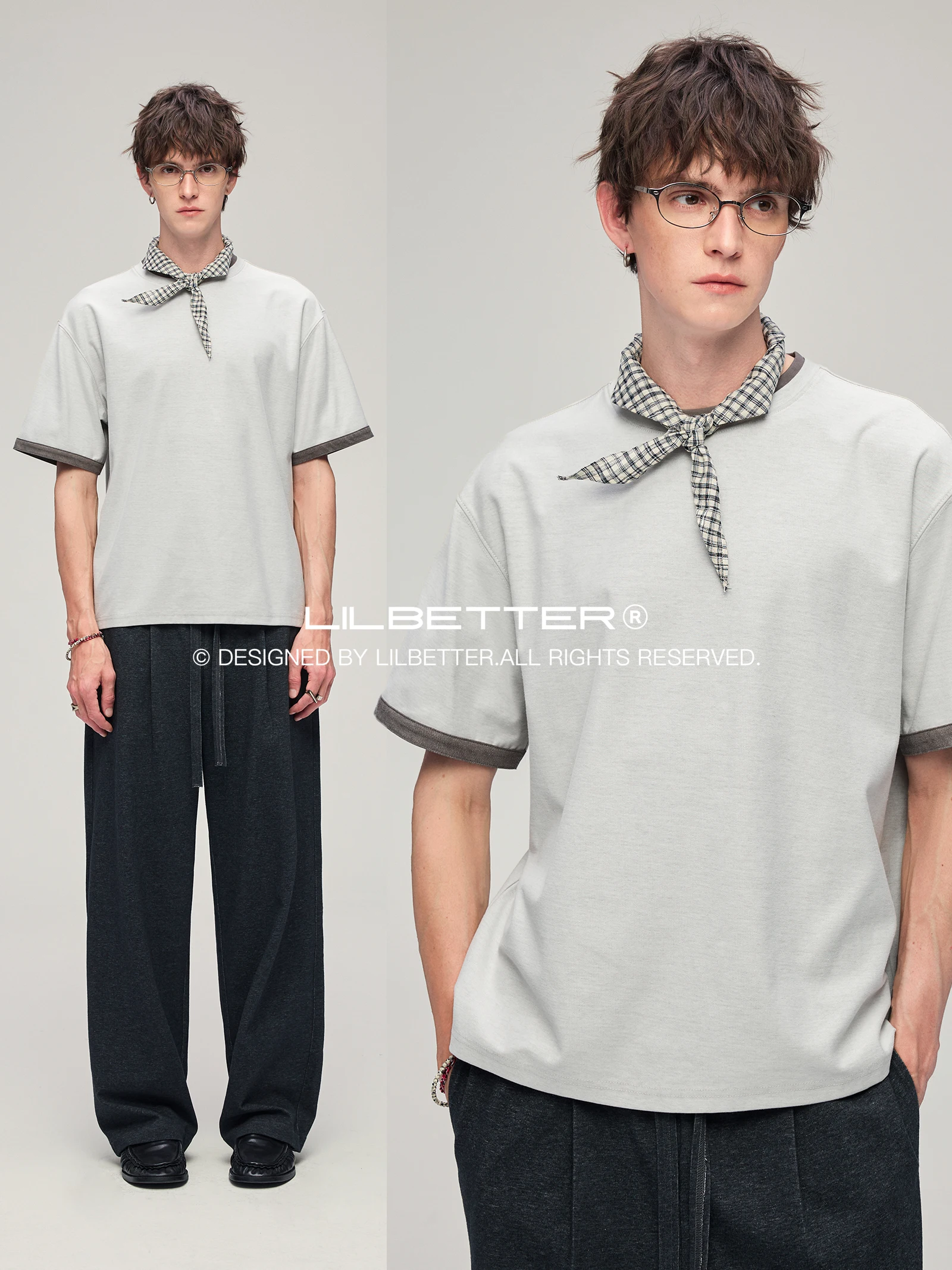 Lilbetter Double Color Short Sleeve T-Shirt Textured Loose Fit Casual Snowflake Cotton Half Sleeve Turn up Cuff Spring Fashion