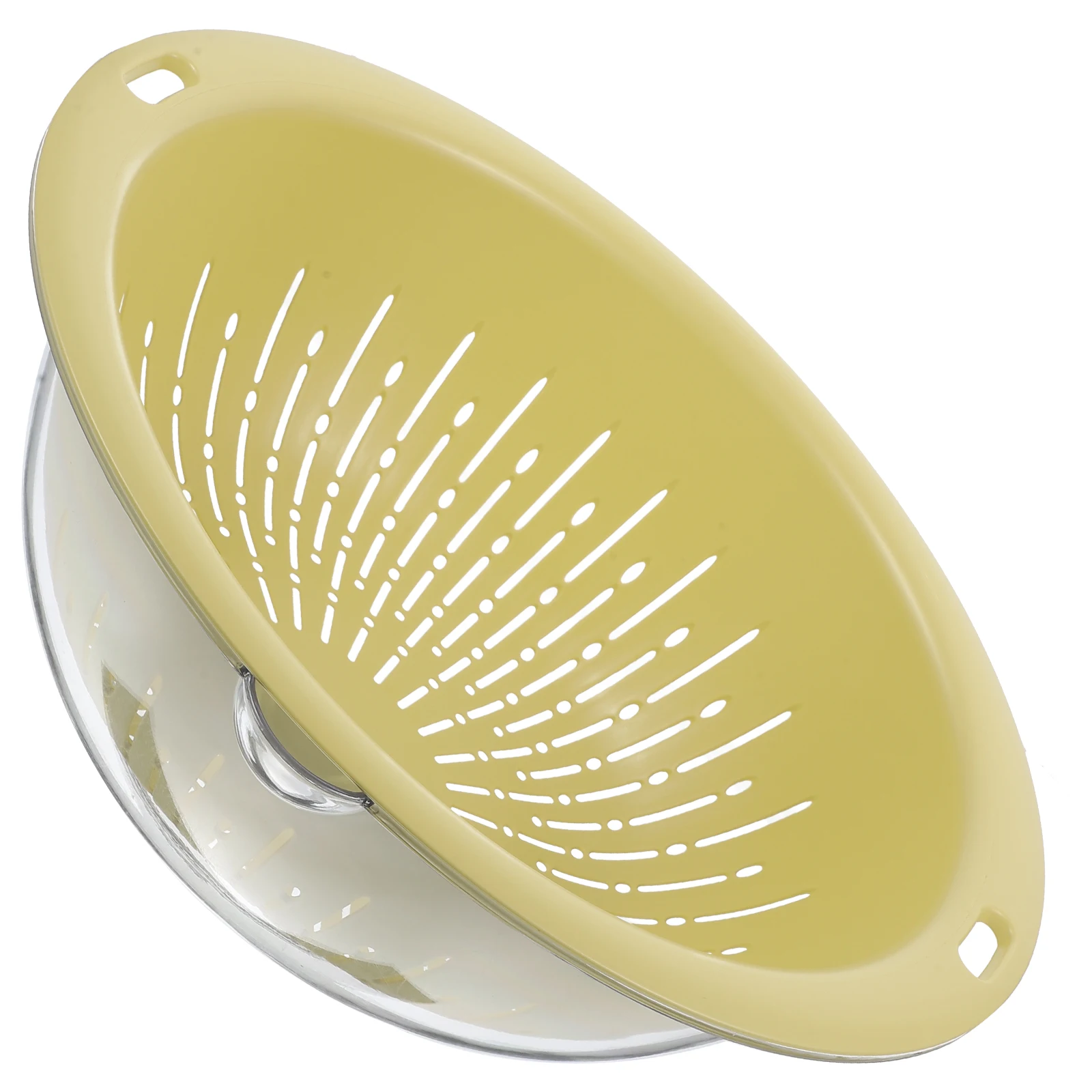 

Drain Sink Kitchen Double-layer Fruit Strainer Bowl Rice Sieve Yellow Large Capacity Vegetable Washing Basket Drain Basket For