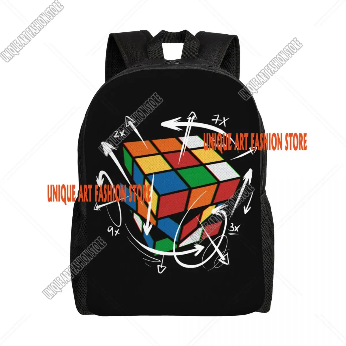 حقائب ظهر Rubix Rubiks Cube Math Formula للنساء والرجال وطلاب المدارس والجامعات حقيبة كتب تناسب حقائب الكمبيوتر المحمول السحرية مقاس 15 بوصة