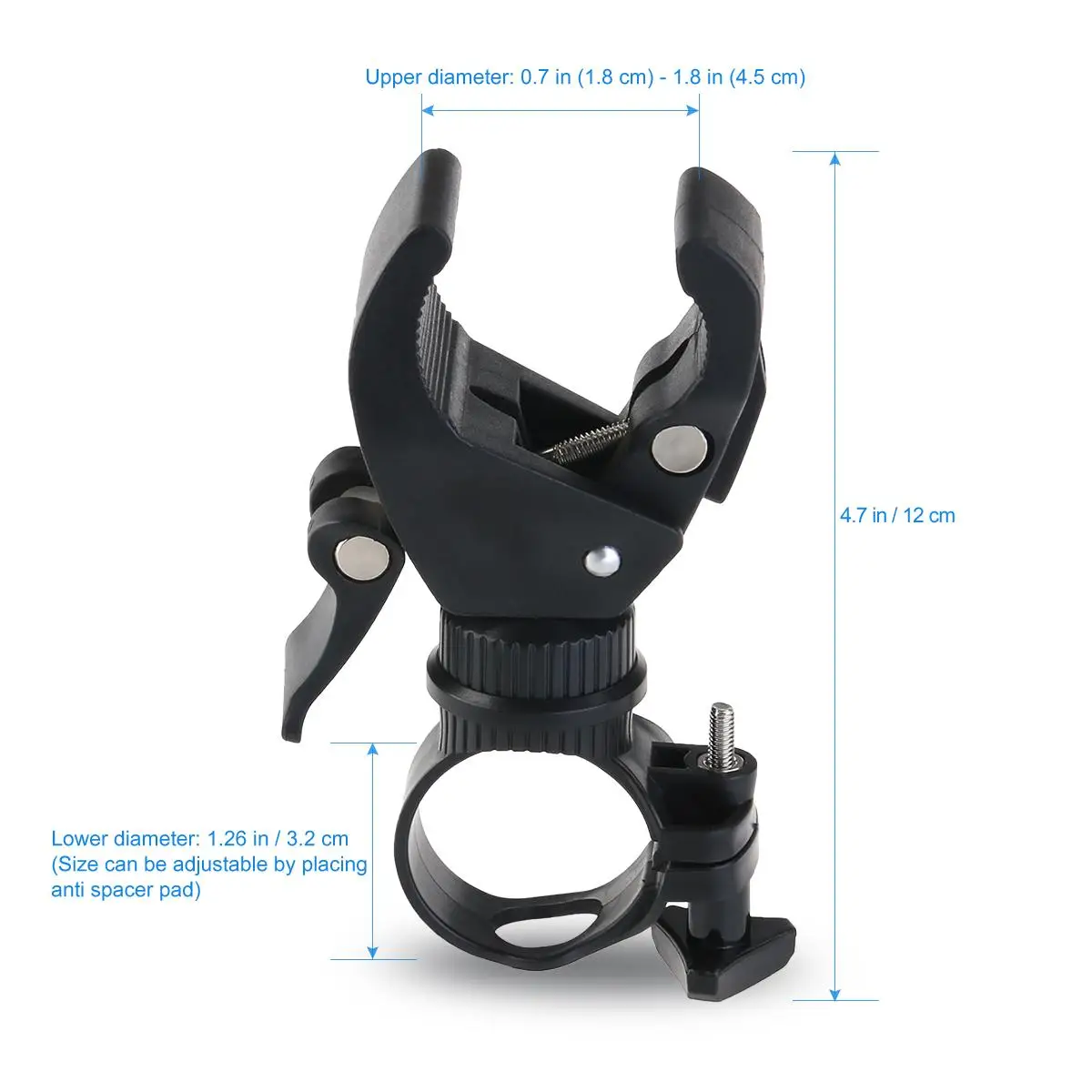 

Portable Bike Handlebar LED Torch Mount Clamp Holder Bracket for Flashlight 360 Degree Rotation Strong Grip Suitable Most