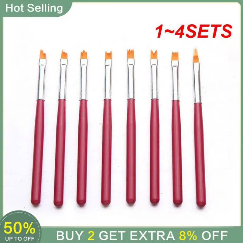 1~4SETS Acrylic Drawing Brushes Professional Elegant Precise French Phototherapy Brush Nail Art Brushes Salon Hot