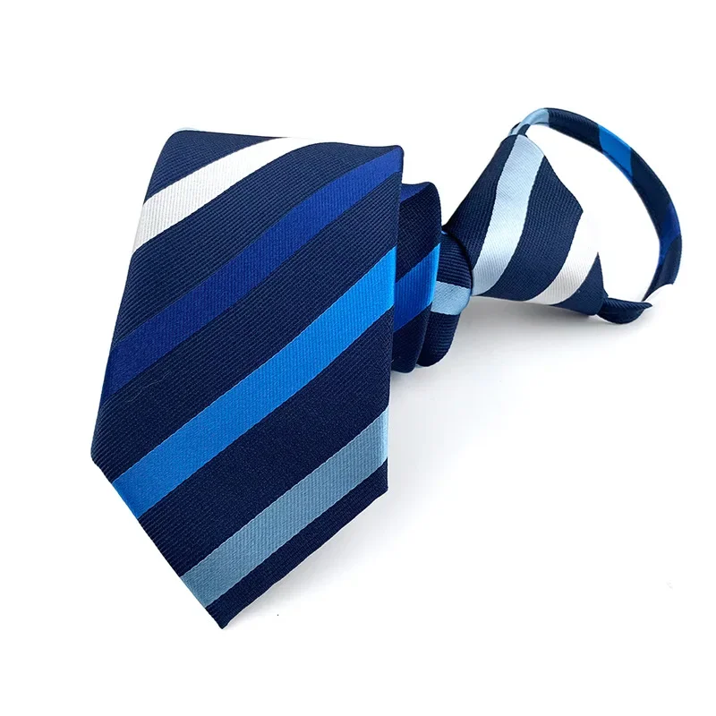 7 ซม.ซิปผูกคอ Tie สําหรับผู้ชาย Pre-Tied Tie ลาย Easy Tie เนคไทผู้ชายอัตโนมัติ Zipper Tie Blue Lazy TIES