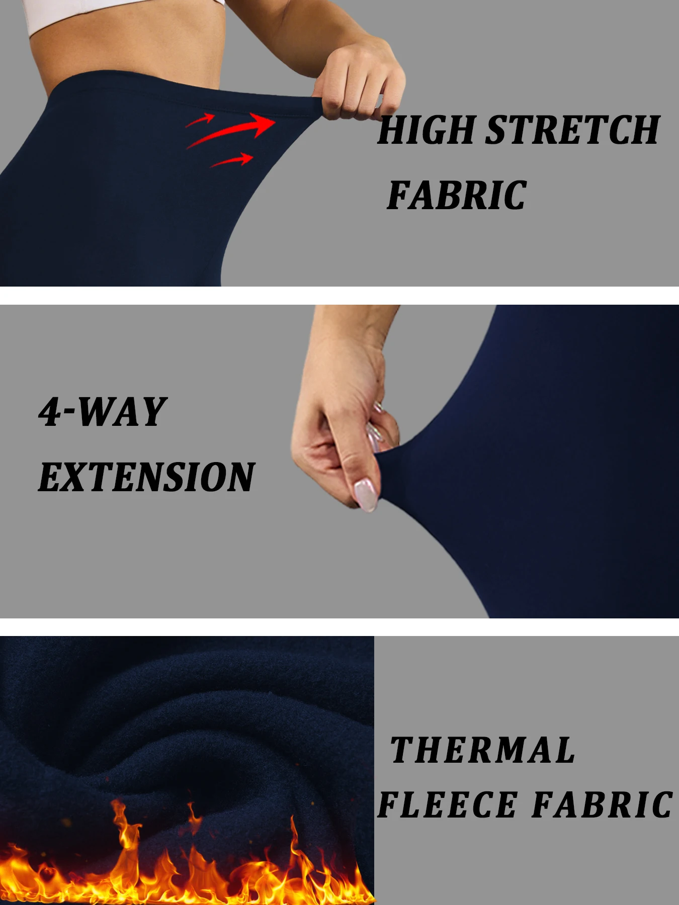 Damen-Winterleggings mit Thermo-Fleece-Innenseite. Perfekt zum Laufen, Yoga und bequem bleiben bei kalten Training