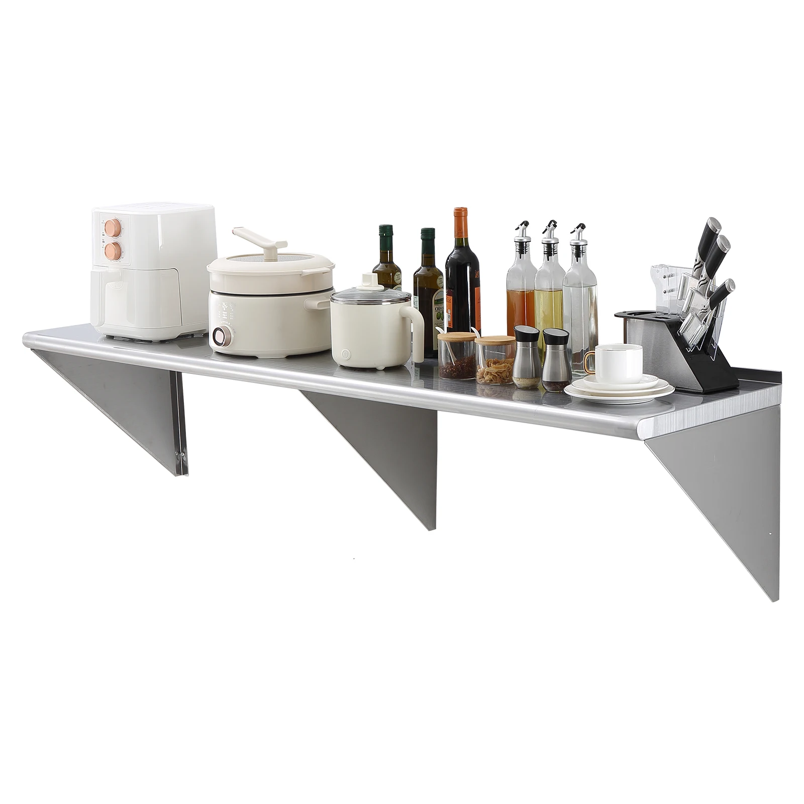 VEVOR 315/500lbs Stainless Steel Shelf Wall Mounted Floating Shelving W/Brackets Commercial Shelves for Kitchen Garage Home