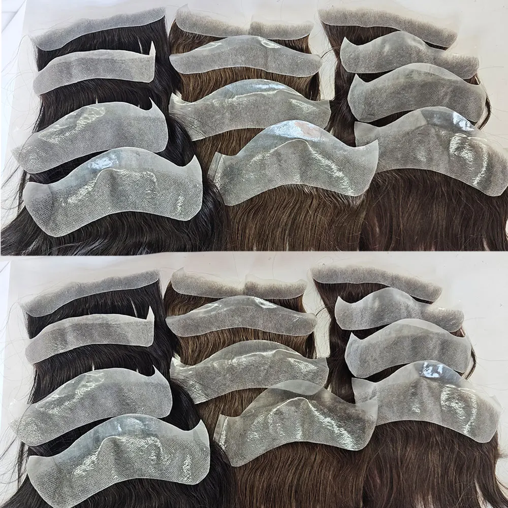 

Dark Brown 2# Ultra Thin 0.04-0.06mm Full PU Men's Toupee V-Loop Frontal Hairline 16cm Human Hair Straight for Men and Women