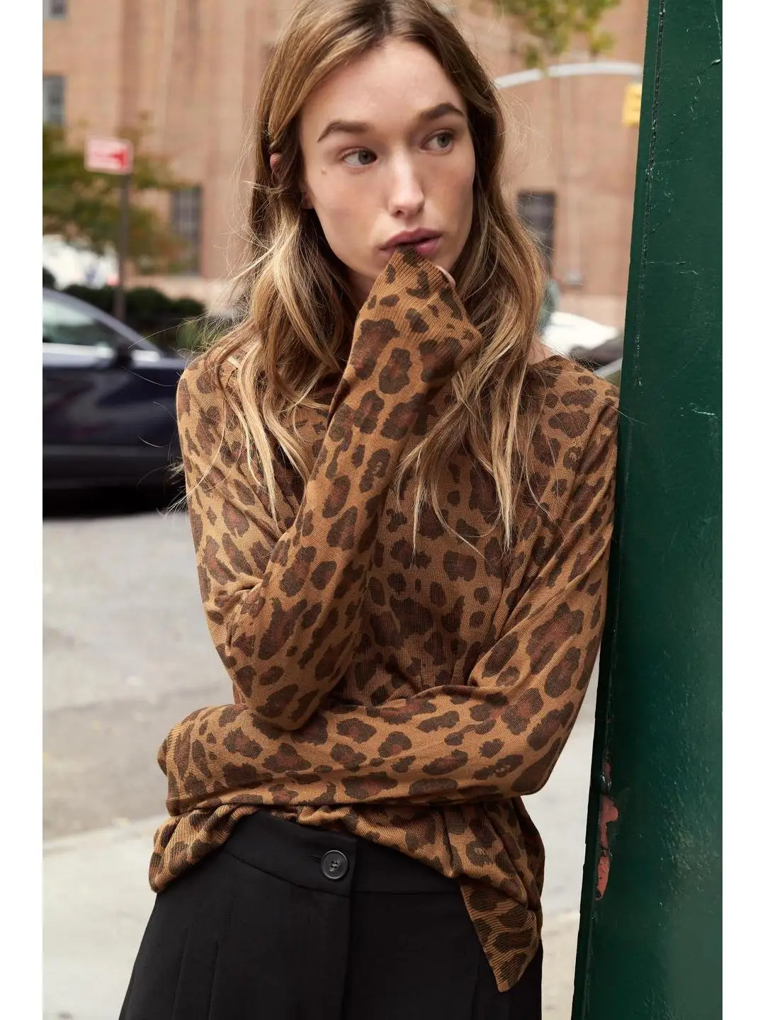 

Повседневный вязаный длинный све, круглый пуловер Ne, тонкий вязаный зимний модный женский свитер с животным принтом, водолазка