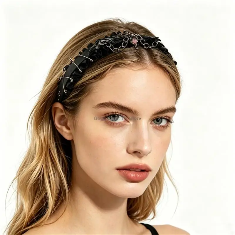 

Fashionable Black Headband with Unique Ruffle Design Costume Hairband Perfect For Parties And Special Occasion