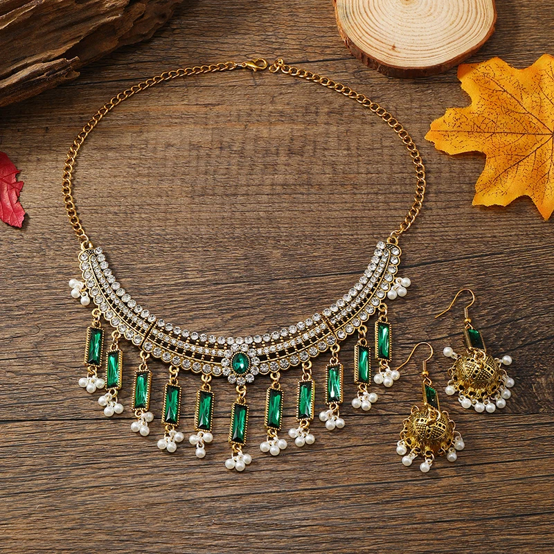Vintage البوهيمي نمط قلادة وأقراط ، سلسلة طوق ، شخصية مبالغ فيها ، الاكسسوارات نمط العرقية ، متجر الغريبة #3