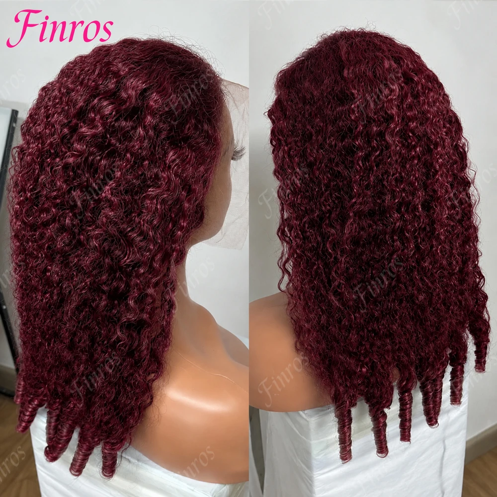 

200% Density 99j Colored Burmese Curly Wigs 13X4 13x6 HD Lace Frontal Wig Burgundy Burmese Curly Human Hair Wigs For Women