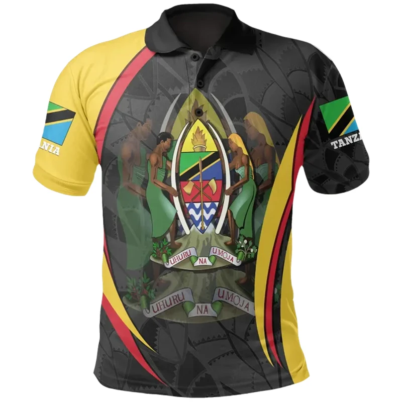 Tanzania Flag Map 3D Printed Polo 2024 Daily Casual Africa Country Dashiki POLO sport manica corta maschile GYM Tops