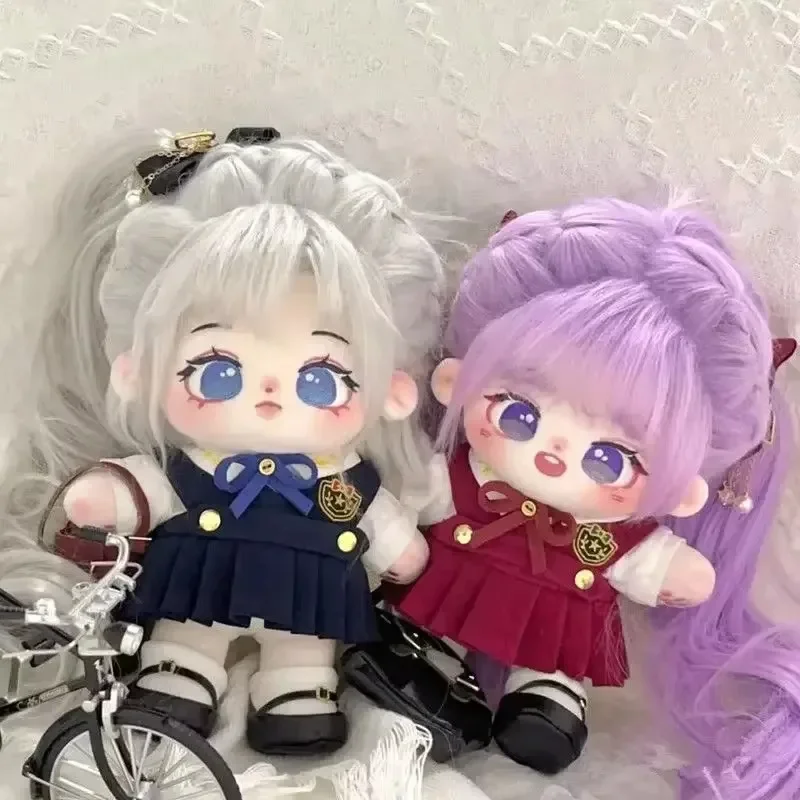 20cm śliczne fioletowe włosy bawełniana lalka DIY element ubioru Cosplay Kawaii Idol nadziewane personalizacja rysunek pluszowe zabawki prezent na