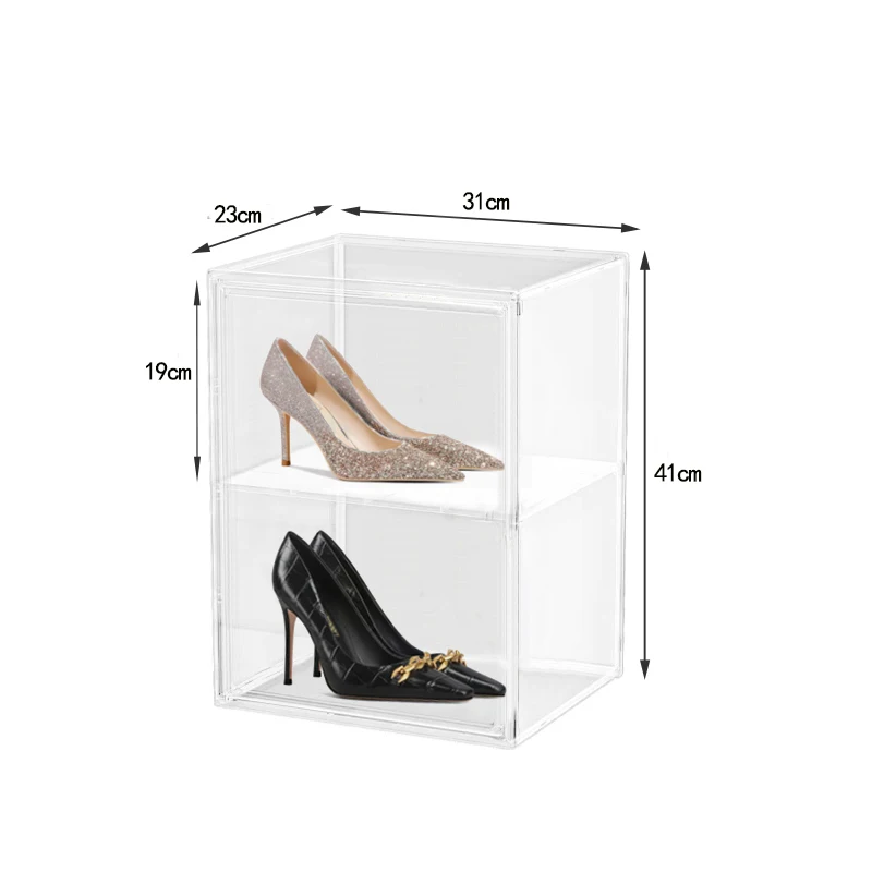 Storage transparent shoe box, acrylic dustproof grid wall display cabinet, layered shoes