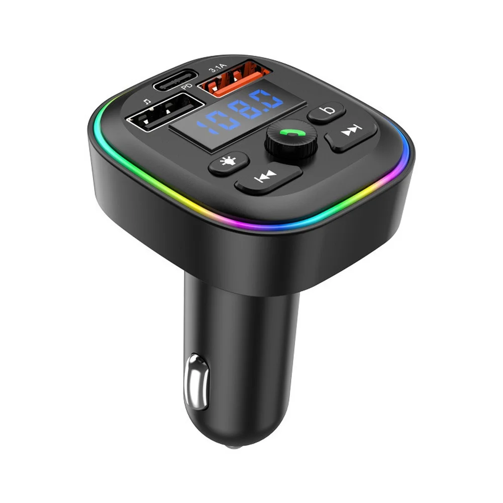 Hands-Free Calling Wireless Car MP3 Player, FM Transmitter, Dual USB-A And USB-C Fast Charging For Various Vehicles