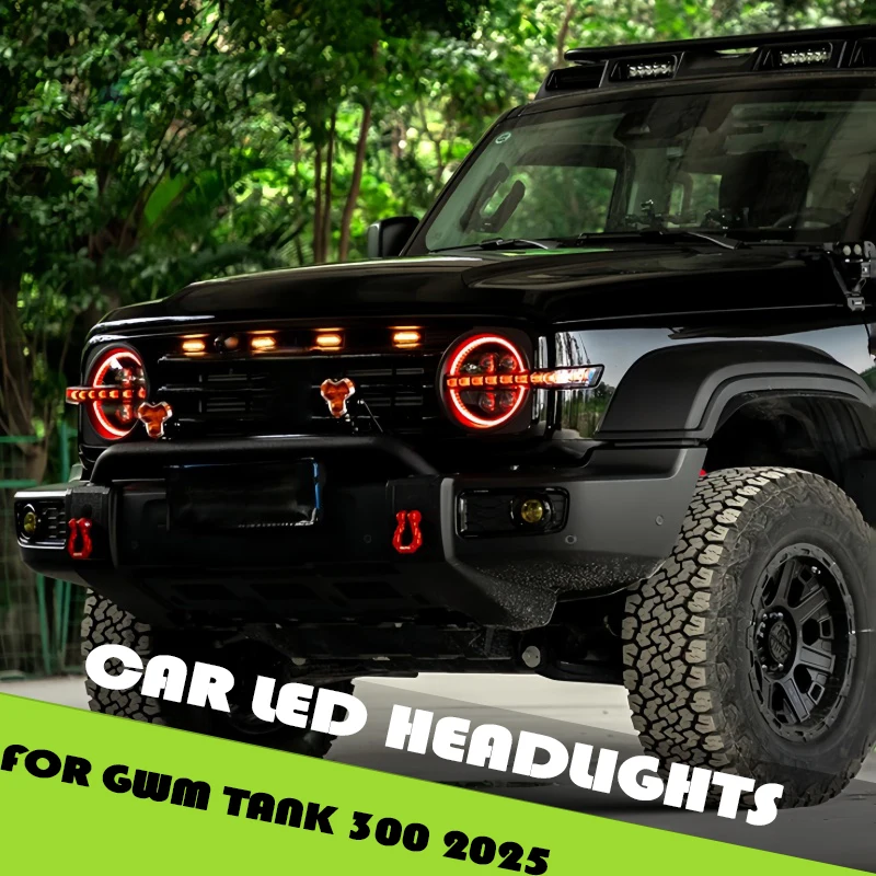 

Car LED Lens High and Low Beam Integrated Headlight Fit for GWM Tank 300 2025 Modified Auto RGB Colorful Headlight Upgrade Parts