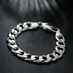 Factory outlets fashion 925 Sterling Silver Bracelet for men classic 12MM sideways chain Luxury jewelry Wedding party gifts