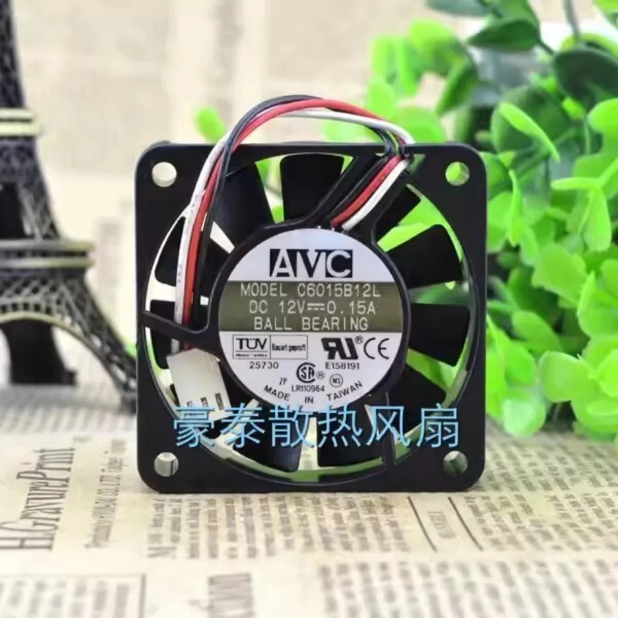 For AVC C6015B12L 6015 DC12V 0.15A 60*60*15MM 3-Pin Silent Cooling Fan