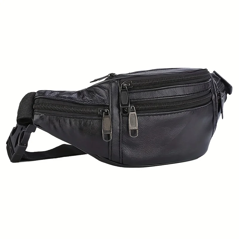 

Waist Chest Bag, Leather Fanny Pack, Men and Women Money Belt Bag, Outdoor Cross Body Sports Pouch for Travel, Walking, Running