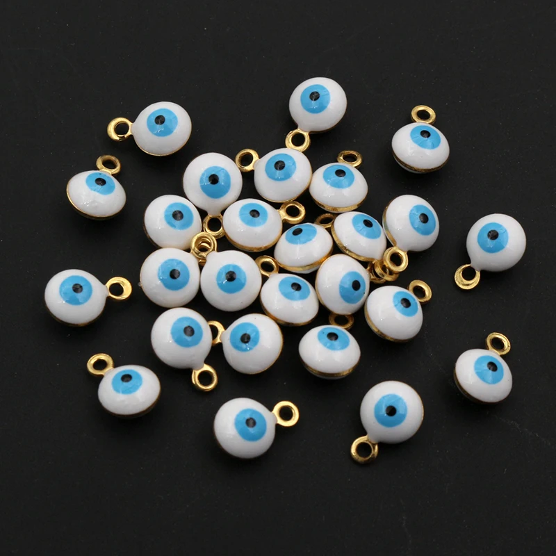 20pcs 8.5x6mm Enamel Evil Eyes Ball Charms Pendant Small DIY Jewelry Making Accessories Findings for Necklace Bracelet Earrings