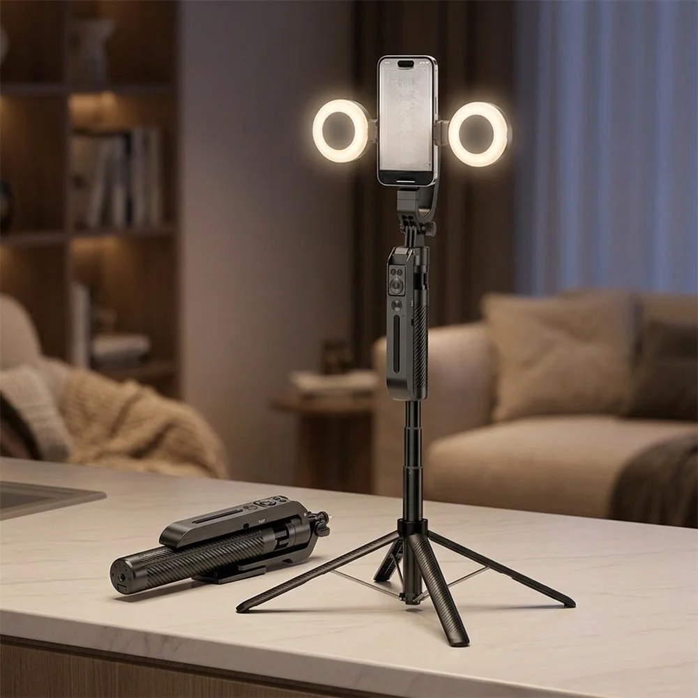 1.8m Phones For Stabilizer For Gimbal Tripod With Dual Fill Lamp Auto Follow-Up Face Tracking Selfie Rod Tripod Stand For Live
