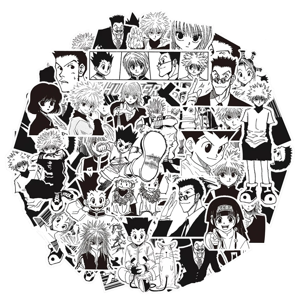 10/30/70pcs Black and White Anime Hunter×Hunter Stickers Cool Graffiti Decals for Phone Suitcase Notebook Kids DIY Sticker Toys