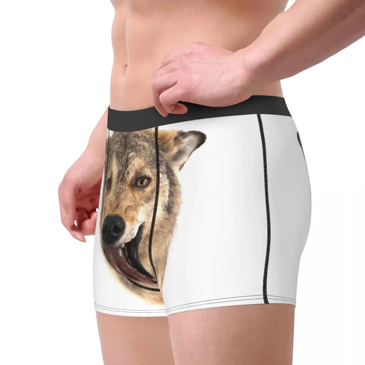 Men Boxer Briefs Shorts Panties Wolf Head Soft Underwear Homme Humor S-XXL Underpants