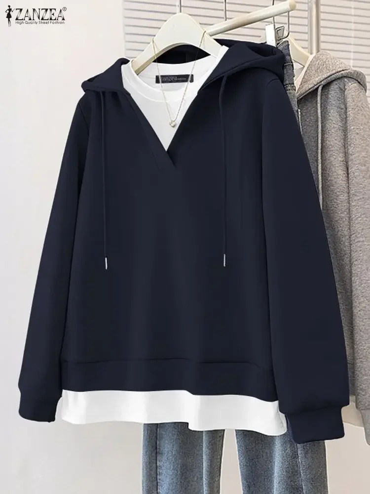 سترات نسائية عصرية بغطاء للرأس من ZANZEA للخريف بأكمام طويلة 2025 ملابس خارجية فضفاضة غير رسمية بقلنسوة ملابس علوية كبيرة الحجم #5