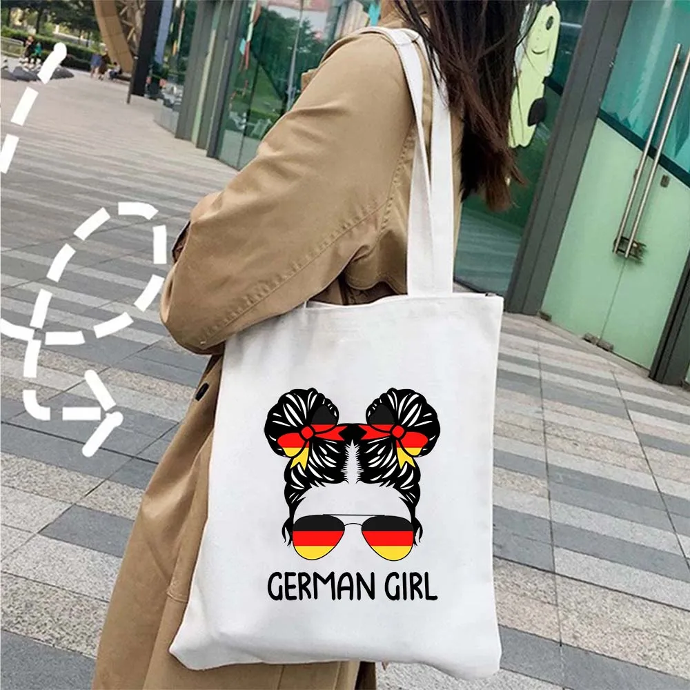 Berlino monaco germania mappa Love Heart Flag Coat of Arms Marienplatz Bavaria German Girl punti di riferimento Canvas Tote Bag Fashion Handbag