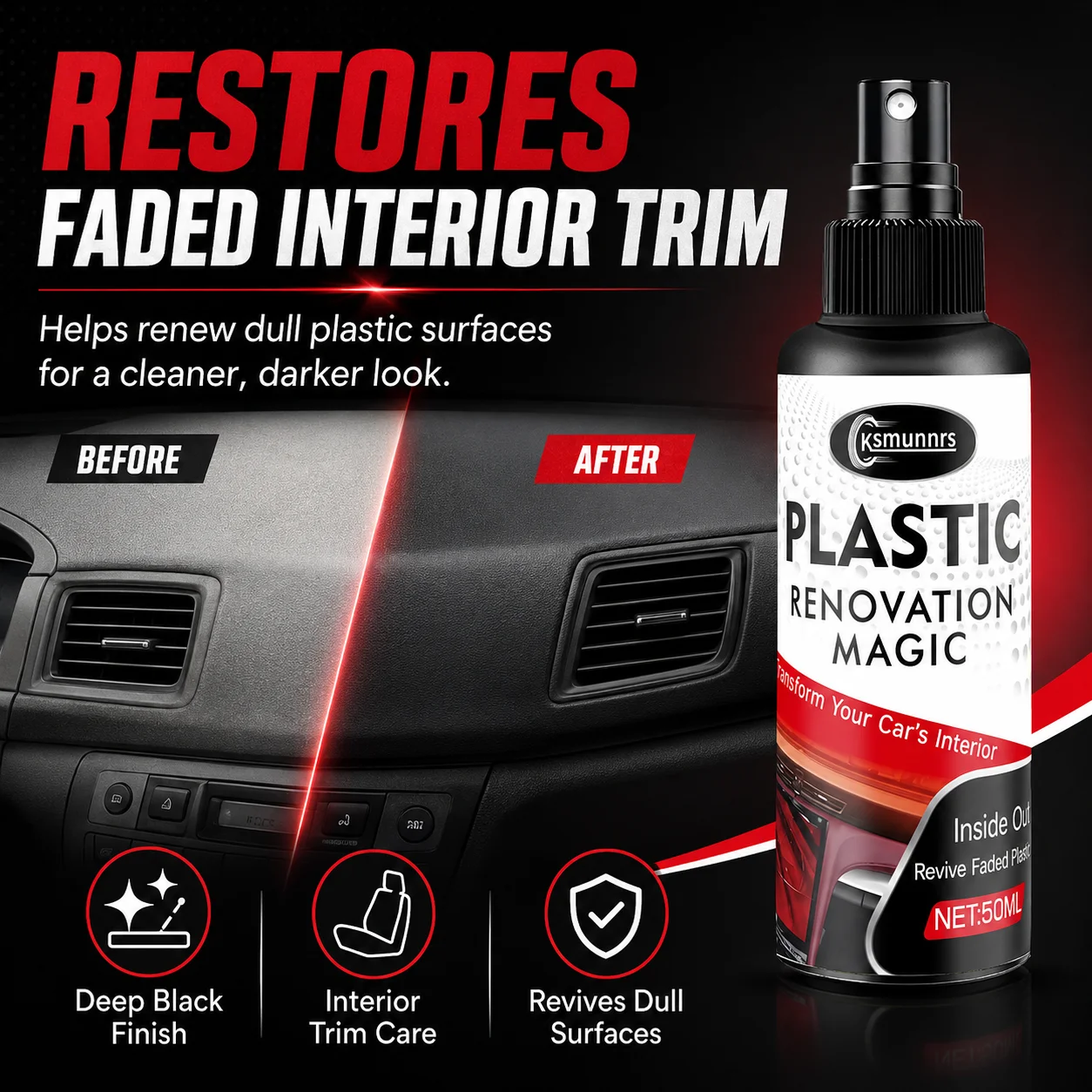 Plastic coating spray, interior renovation protector, long-term hydrophobic and scratch resistant coating, instrument panel cent