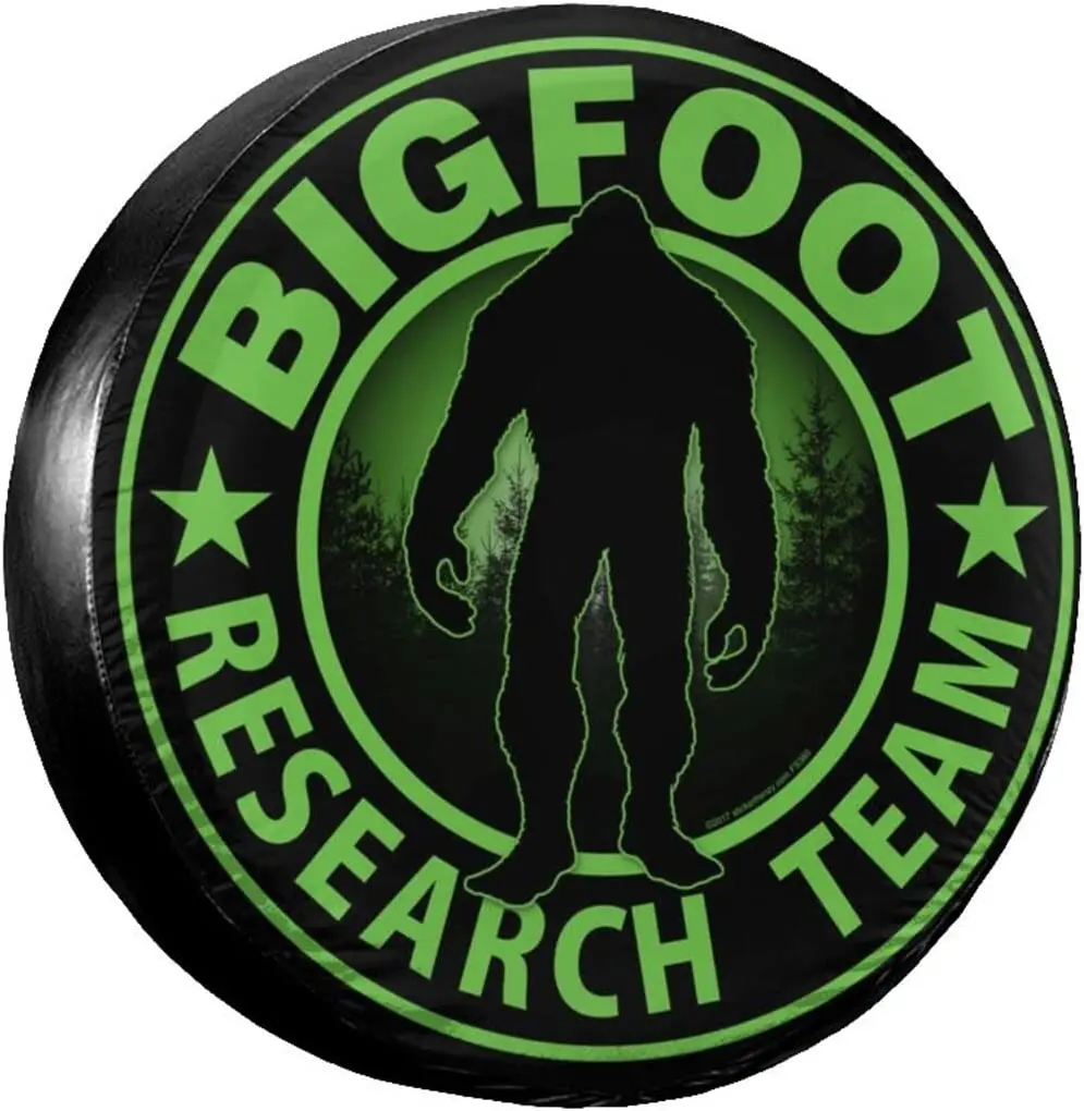 

Sasquatch Bigfoot Research Team Green Spare Tire Cover,Universal Wheel Tire Cover for Trailer, RV, SUV, Truck,Camper and Many Ve