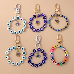 Bohemia Turkish Lucky Evil Eye Keychain Handmade Beadbed Bracelet Key Ring for Women Girls Handbag Pendants DIY Jewelry Gifts