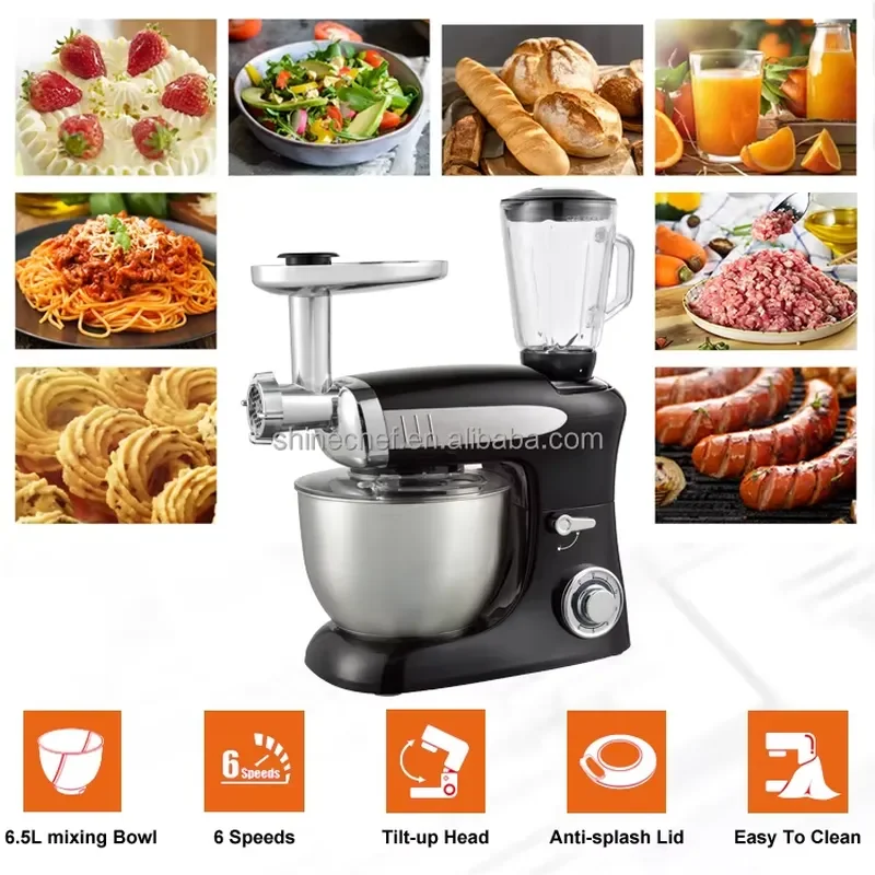 Turkey 3 in 1 Stand Mixer Kitchen Dough 6.5L Food Mixers With Blender and Meat Grinder
