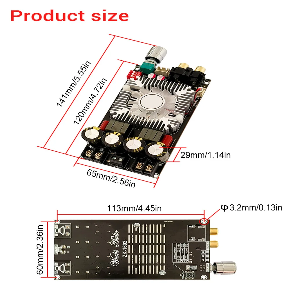 ZK-1602 TDA7498E Pure Rear Level Digital Power Amplifier Board Digital Stereo Power Amplifier 220w x1 Single Channel