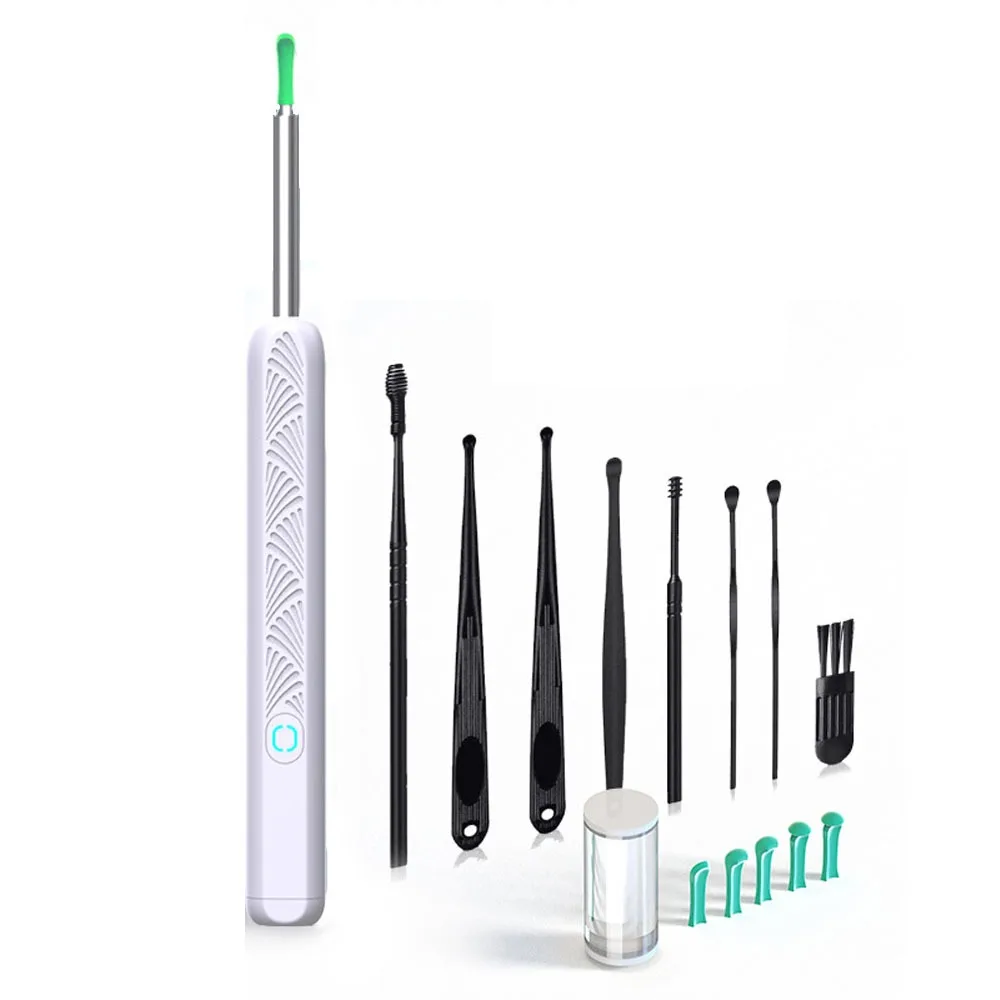 منظف الأذن البصري الذكي اللاسلكي واي فاي HD كاميرا الأذن الأنظف مجموعة كاملة USB شحن أضواء LED أدوات إزالة شمع الأذن المنزل لنا