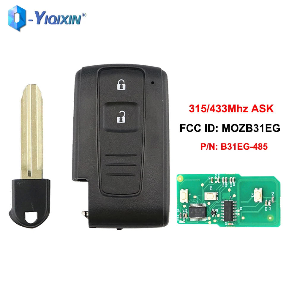 

YIQIXIN 315MHz/433MHz ASK Keyless Smart Control Fob TOY43 Blade For Toyota Prius 2004 2005 2006 2007 M0ZB31EG/B31EG-485 Auto Key