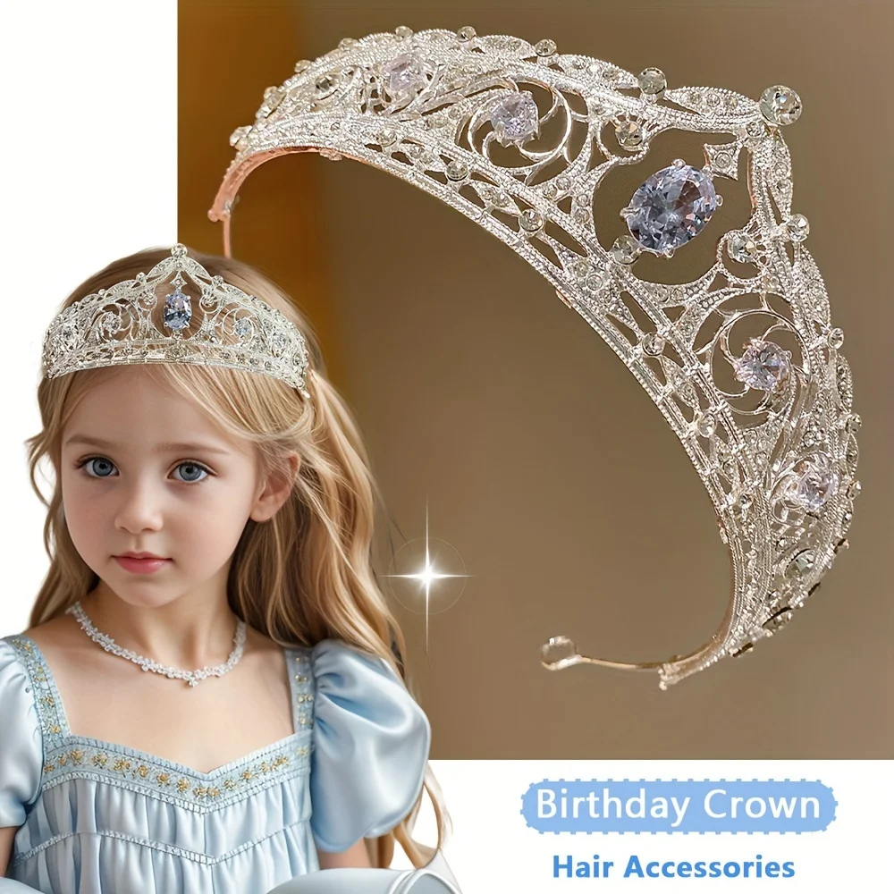 

1pcs Sweet Girls Rhinestone Crown Party Catwalk Necessary Cute Little Girl Princess Diadem Birthday Gift
