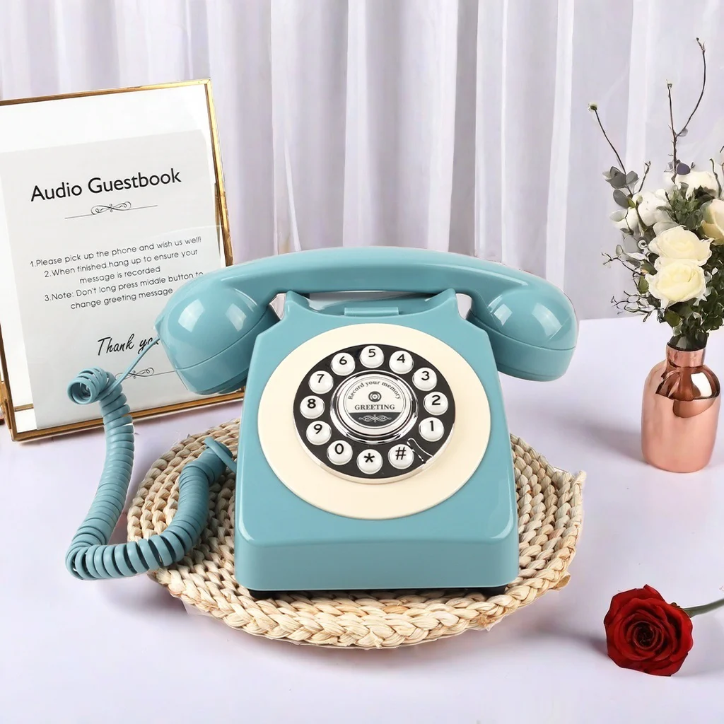 

Audio Guest Book Wedding Phone,Record Guest Voice Messages,Retro Guest Book for Wedding or Birthday Party Message Voicemail