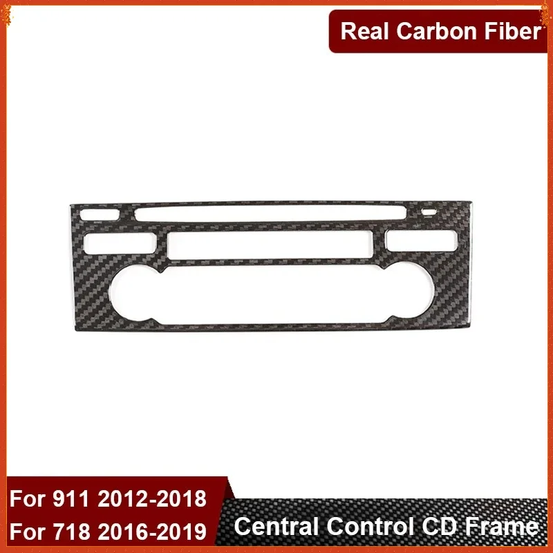

For Porsche 718 911 Real Dry Carbon Fiber 2012-2021 Interior Air Conditioner CD Volume Control Decorative Frame Modification