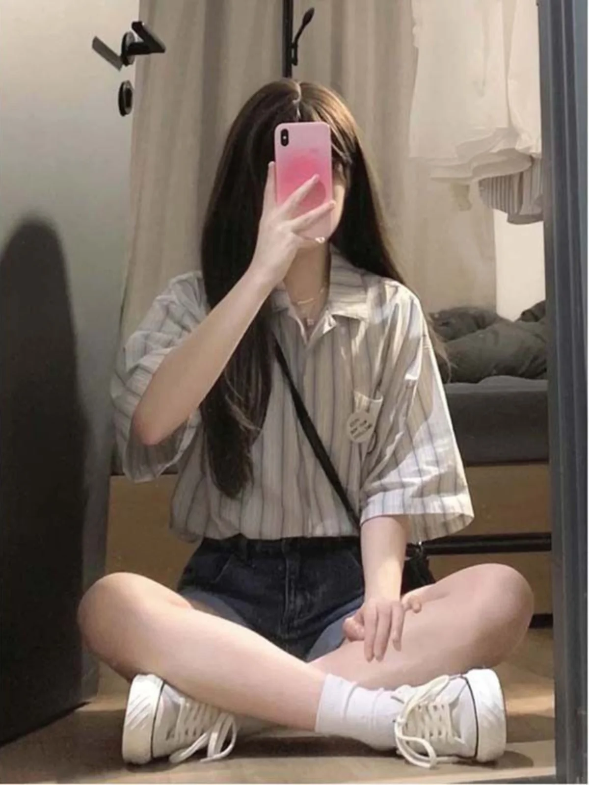 

Retro Striped Short Sleeve Women's Shirt Summer 2026 New Design Sensation Loose Japanese Style Top Sweet College Style ...