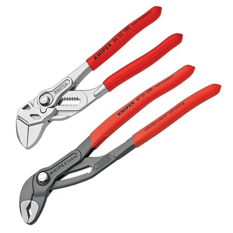 KNIPEX Tools 00 31 20 V03 2Piece Plier Wrench Set Water Pump Pliers 8603180 8701250 High Quality Materials Stable Gripping